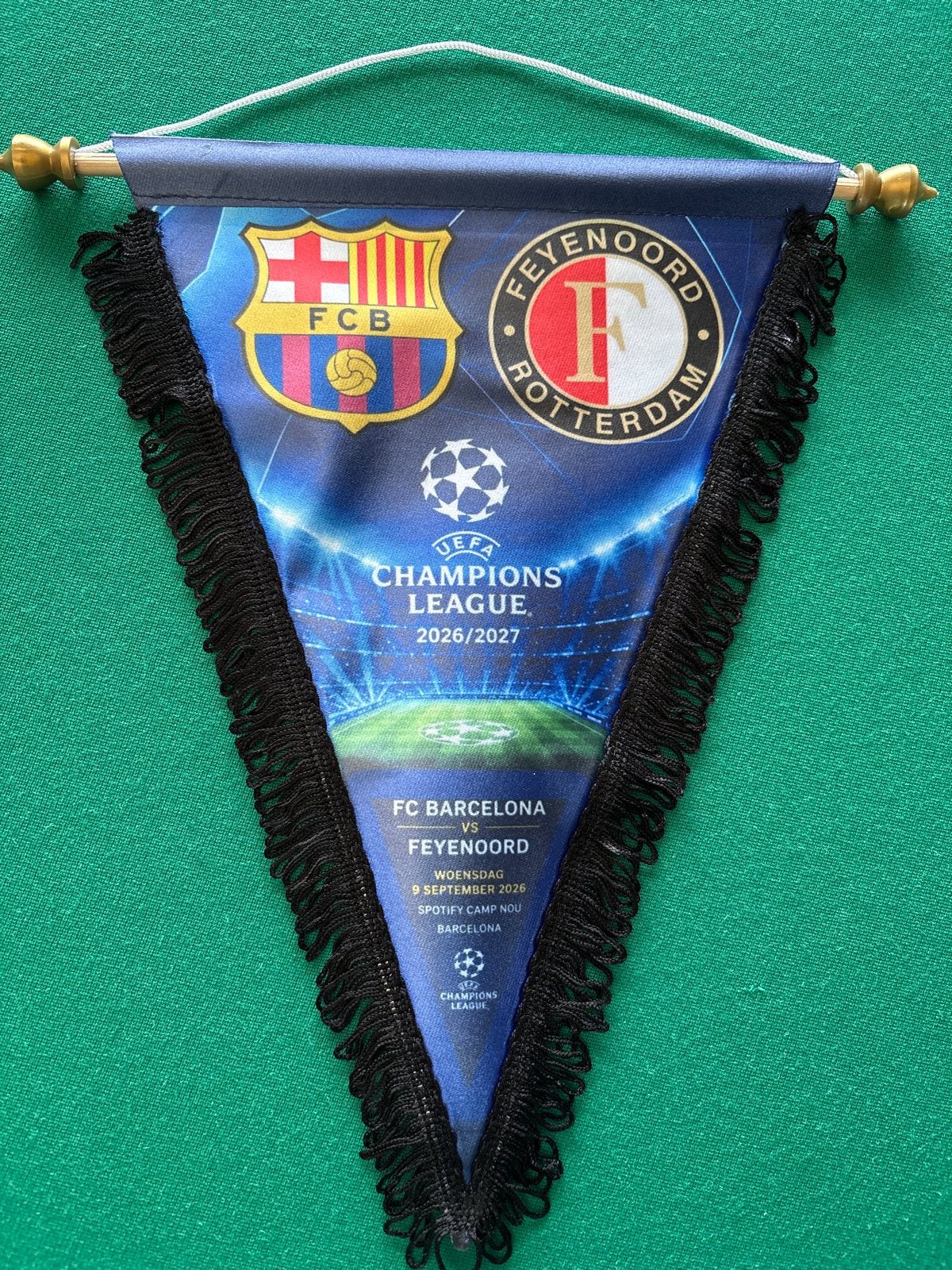 Feyenoord Vaan.Barca vs Feyenoord Champions League 2026/2027, Verzenden, Zo goed als nieuw, Feyenoord, Vaantje of Sjaal