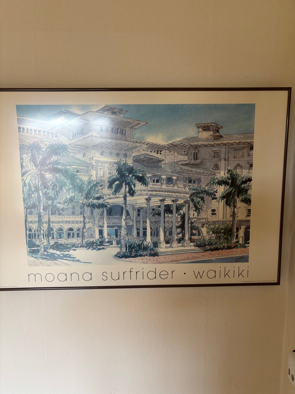 Moana Surfrider Waikiki Print, Huis en Inrichting, 50 – 75, Gebruikt, Ophalen of Verzenden, Print