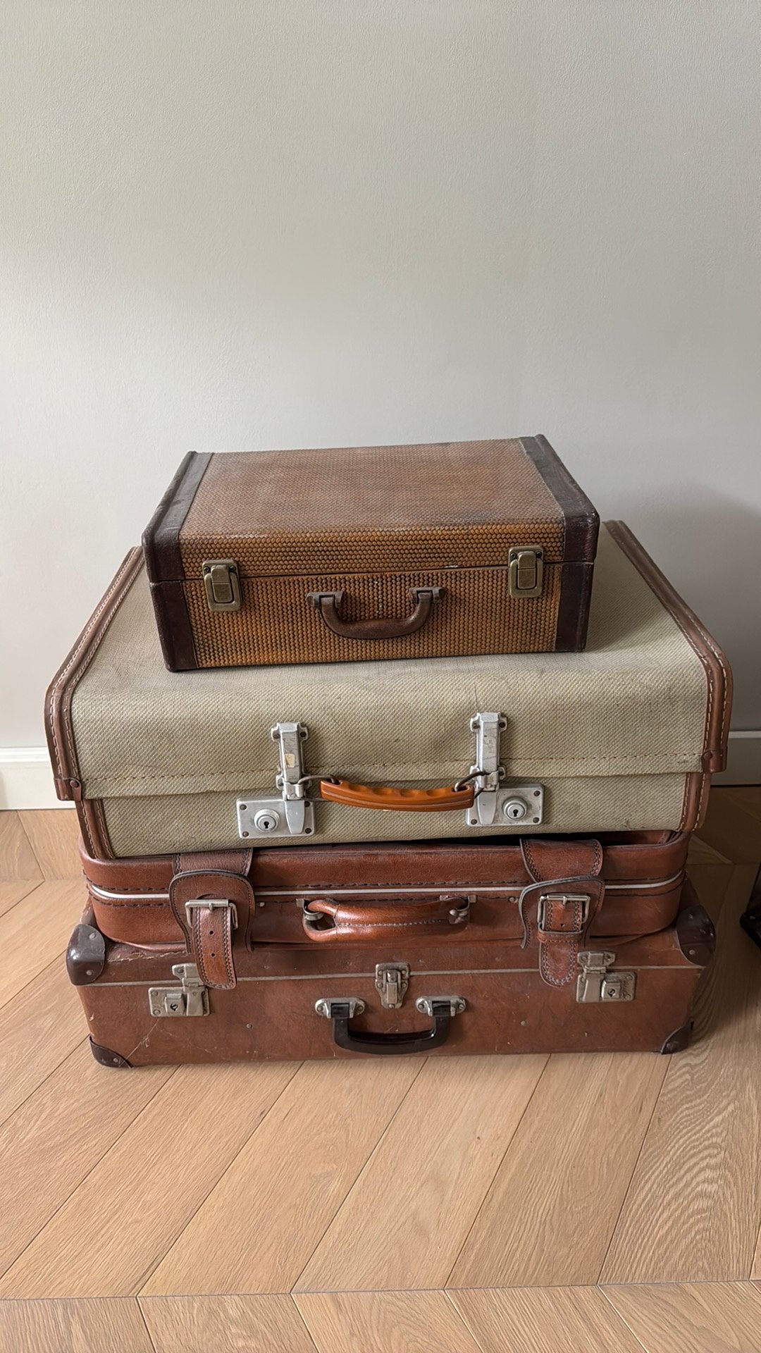 Vintage Koffers - Set van 4 voor Decoratie of Opslag, Sieraden, Tassen en Uiterlijk, Koffers, Overige materialen, Gebruikt, Slot