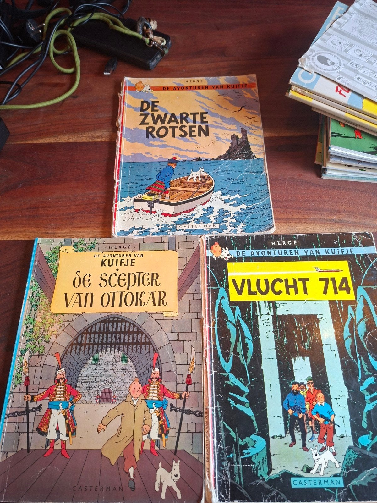 Kuifje stripboeken.De Zwarte Rotsen, Vlucht 714, Scepter van, Meerdere stripboeken, Ophalen of Verzenden, Gelezen, Hergé