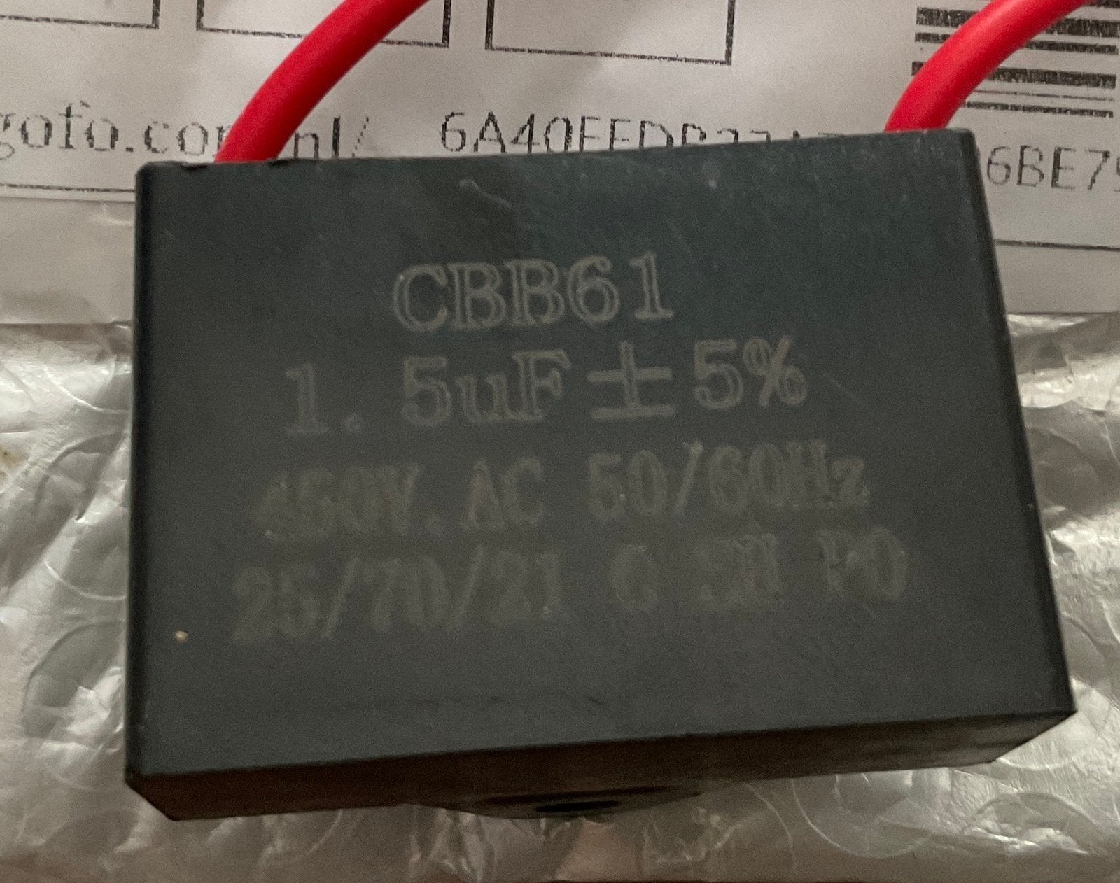 Motor/ aanloop condensator 450 v 1,5 uf, Ophalen of Verzenden, Nieuw