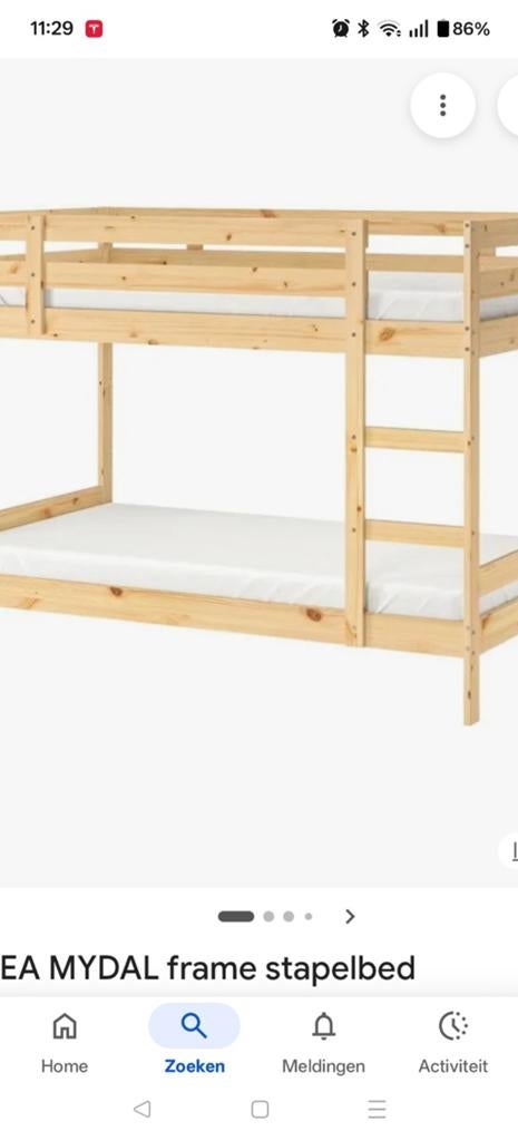 Ikea stapelbed hout MYDAL gedemonteerd 90x200, Huis en Inrichting, Ophalen, Gebruikt, 90 cm, Tweepersoons