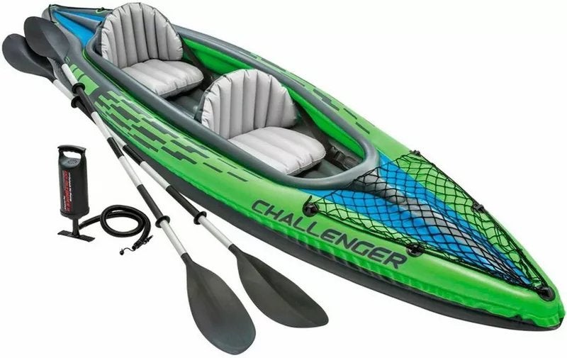 Intex Challenger opblaasbare kano met pomp, Watersport en Boten, Ophalen, Opblaasbaar, Zo goed als nieuw, 2-persoons