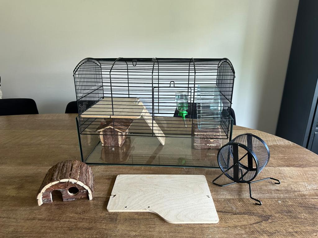 Glazen  hamsterkooi / hamsterhok / muizenkooi, Minder dan 75 cm, Zo goed als nieuw, Hok, Ophalen