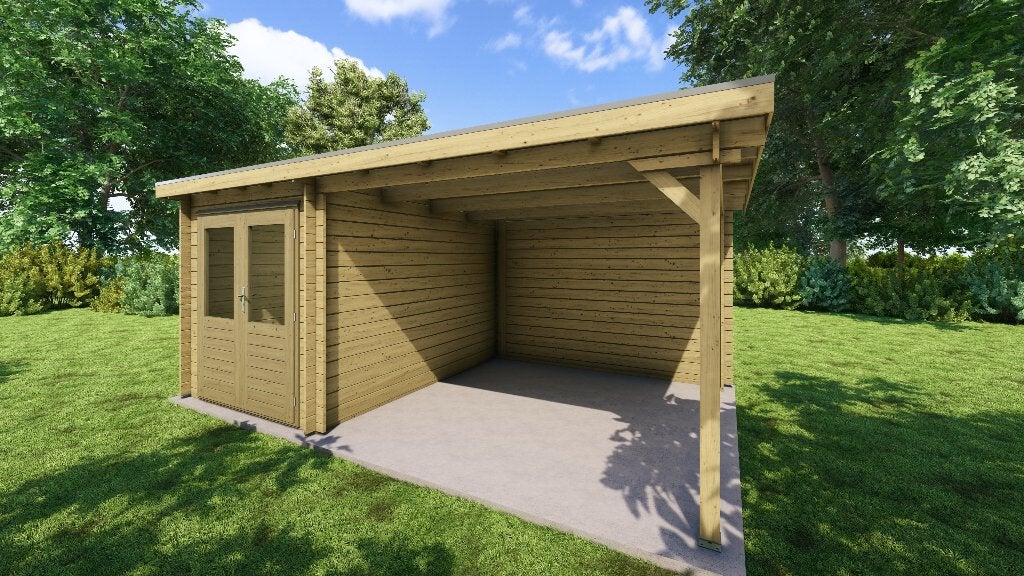 Fonteyn Basicline Roosmarijn met overkapping 500x300cm, 200 tot 400 cm, Verzenden, Blokhut, Nieuw