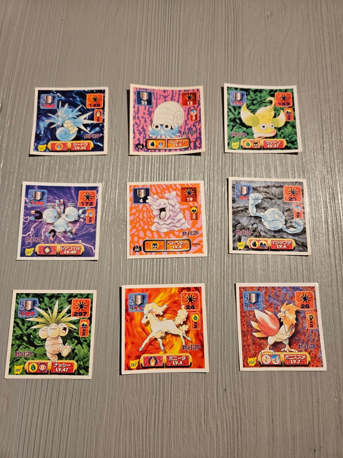 9x Amanda Japanese Sticker Oldskool Original Nintendo Pokémo, Verzenden, Zo goed als nieuw, Meerdere kaarten