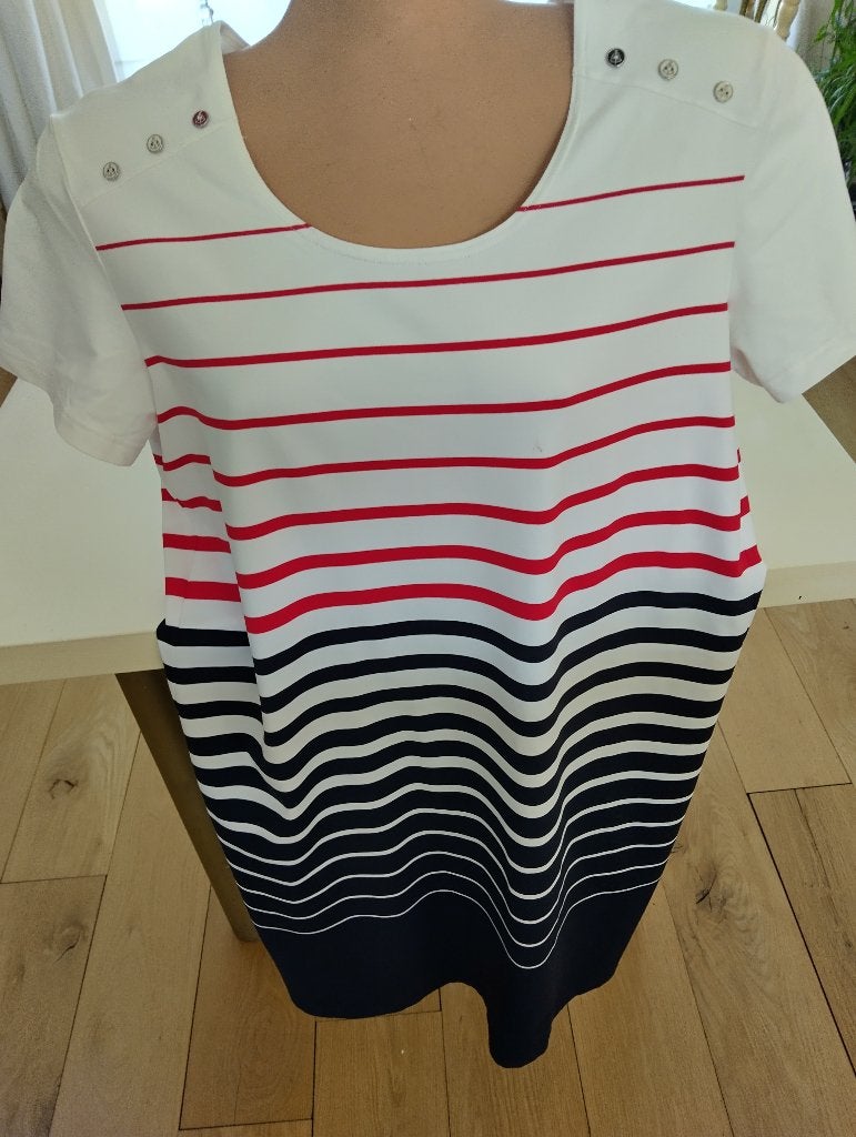 Zomerjurk van Saint James. Travelstof. Maat 44, Kleding | Dames, Saint James, Wit, Maat 42/44 (L), Ophalen of Verzenden