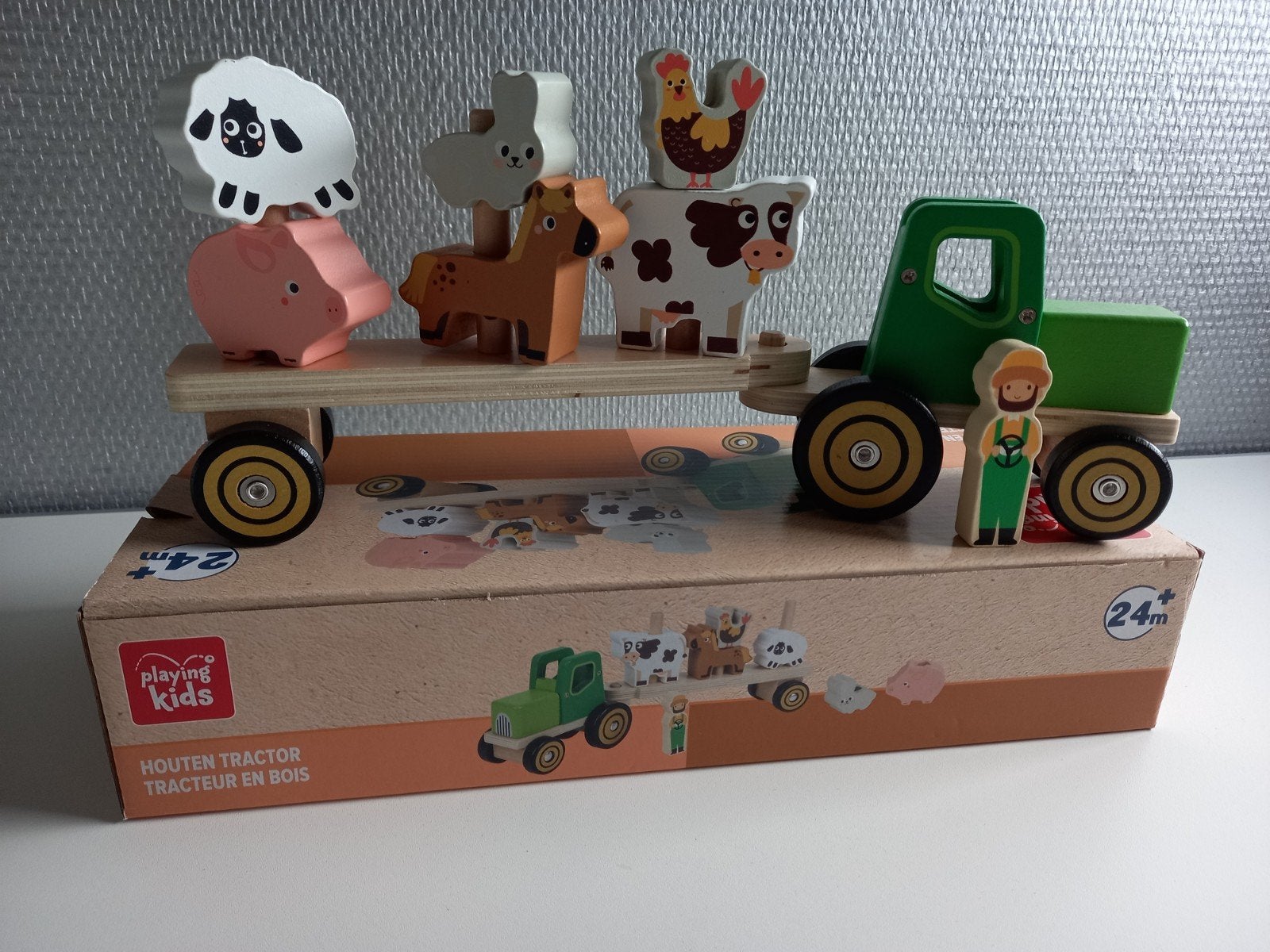 Playing Kids Houten Tractor met Boerderijdieren, Ophalen of Verzenden, Nieuw