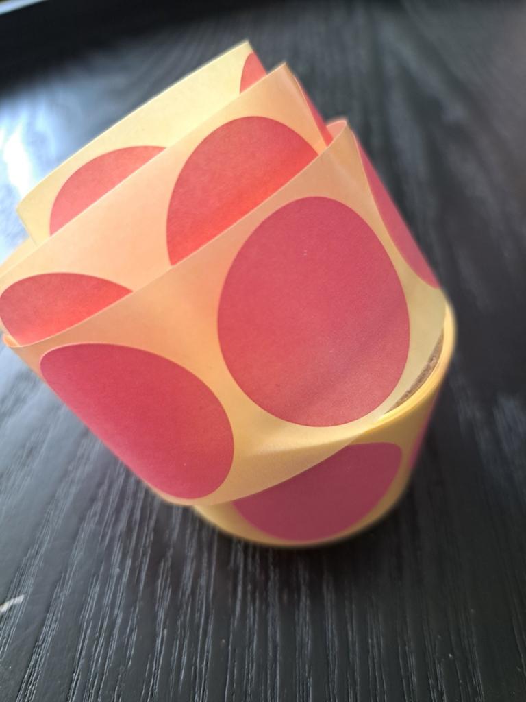 Set van 50 ronde stickers, roze,3 cm, Verzenden, Nieuw, Meerdere stickers