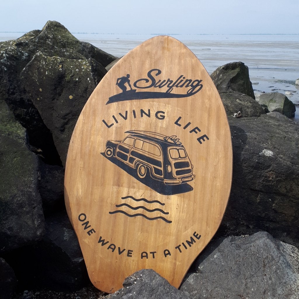 Vintage surfbord / decor/ handgeschilderd / beach / strand, 48 cm, Hout, Vintage, Decoratieobject