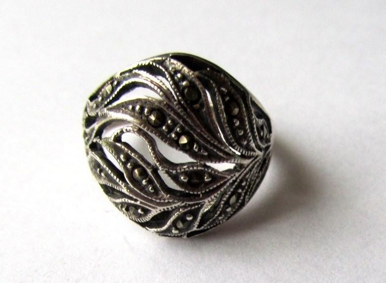 Prachtige 925 zilveren ring markasiet maat 16,5, Ophalen, Zilver, Ring, Met edelsteen