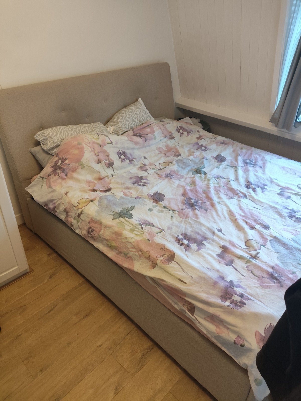 IKEA IDANÄS Gestoffeerd Bed met Opberger + Matras, Ophalen, Gebruikt, Tweepersoons, 200 cm
