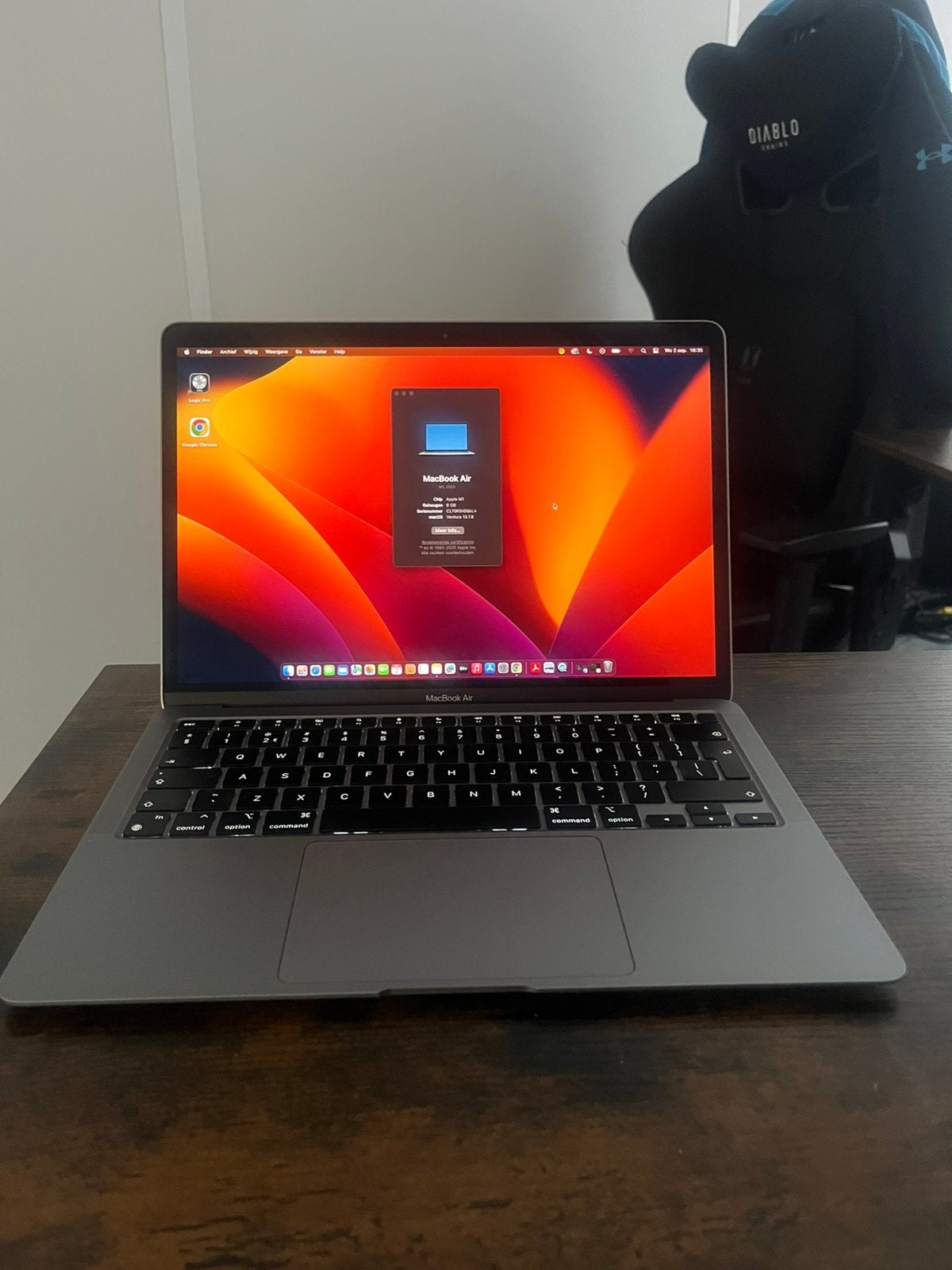 MacBook M1 Air 13” | 8GB/256GB | 95% accu - Als Nieuw!, Ophalen, 256 GB, Qwerty, 8 GB