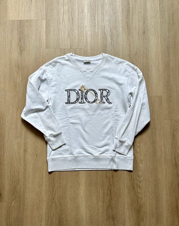 Dior sweater wit met geborduurd logo S, Ophalen of Verzenden, Zo goed als nieuw, Maat 36 (S), Wit