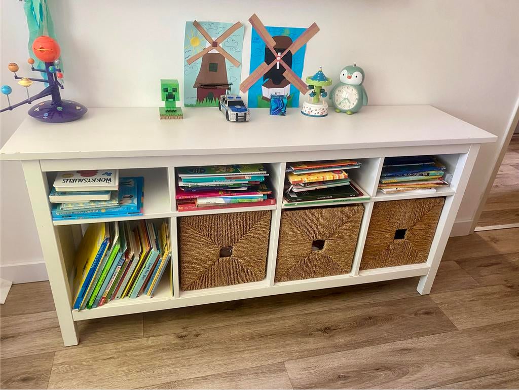 IKEA HEMNES Opbergkast / Bankje met Manden – Wit, Huis en Inrichting, Kasten | Dressoirs, Ophalen, Zo goed als nieuw, 25 tot 50 cm