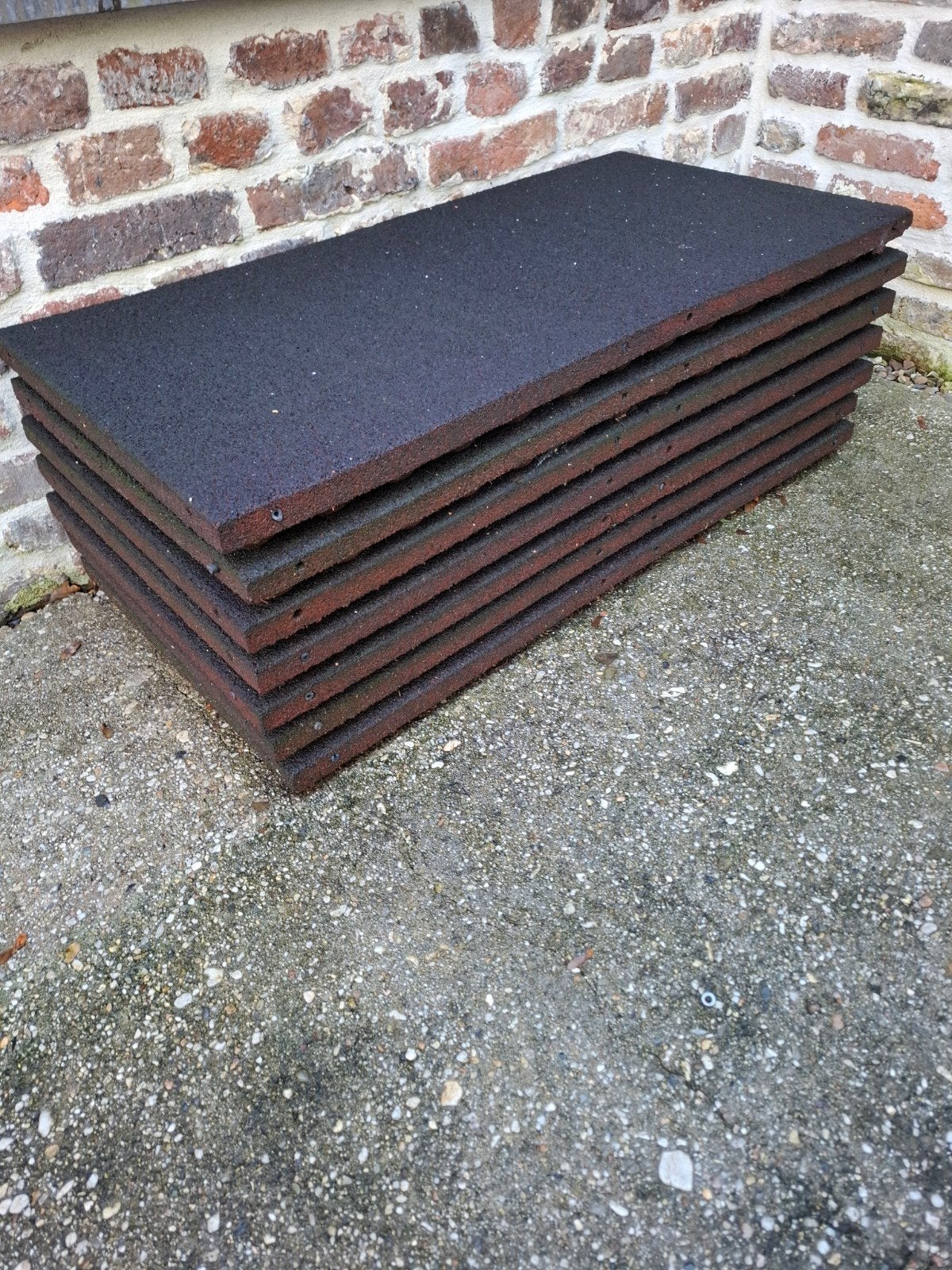 ️ ✅️ 7 Rubberen tegels 50x100x5 cm., Tuin en Terras, Ophalen, Rubber, Overige typen