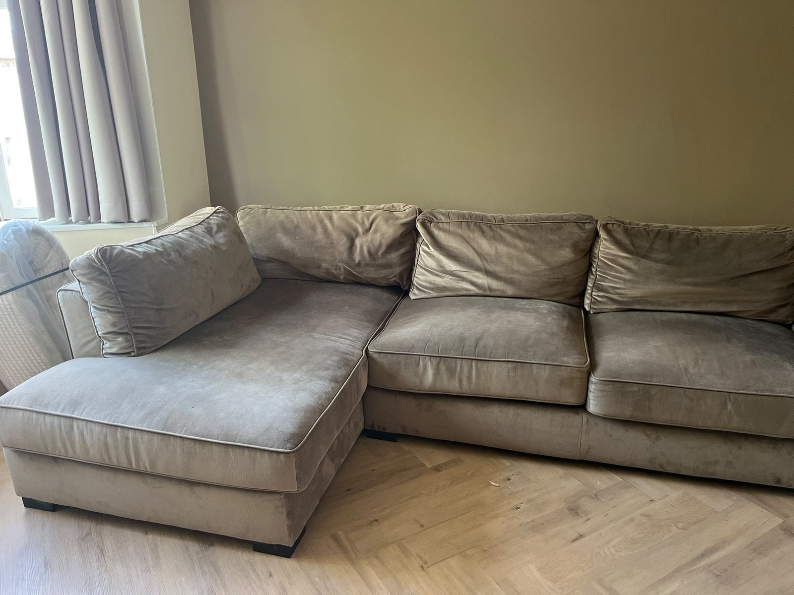 Te koop: 3 zits bank incl chaise longue, Ophalen, Gebruikt, Stof