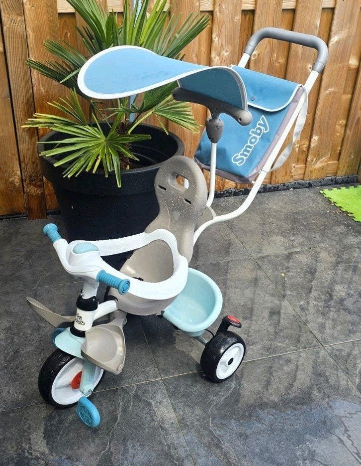 Smoby Baby Balade Plus - Driewieler - Blauw, Fietsen en Brommers, Fietsen | Driewielers, Ophalen, Zo goed als nieuw, Smoby, Duwstang