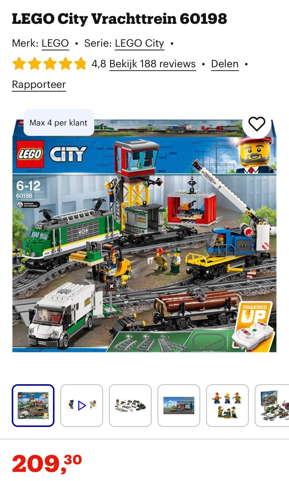 LEGO City Vrachttrein 60198, Ophalen of Verzenden, Zo goed als nieuw