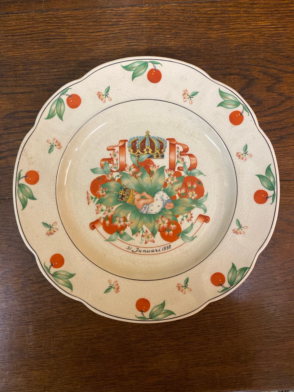 Zuid Holland Plateel Geboortebord Juliana Bernhard 1938, Verzenden