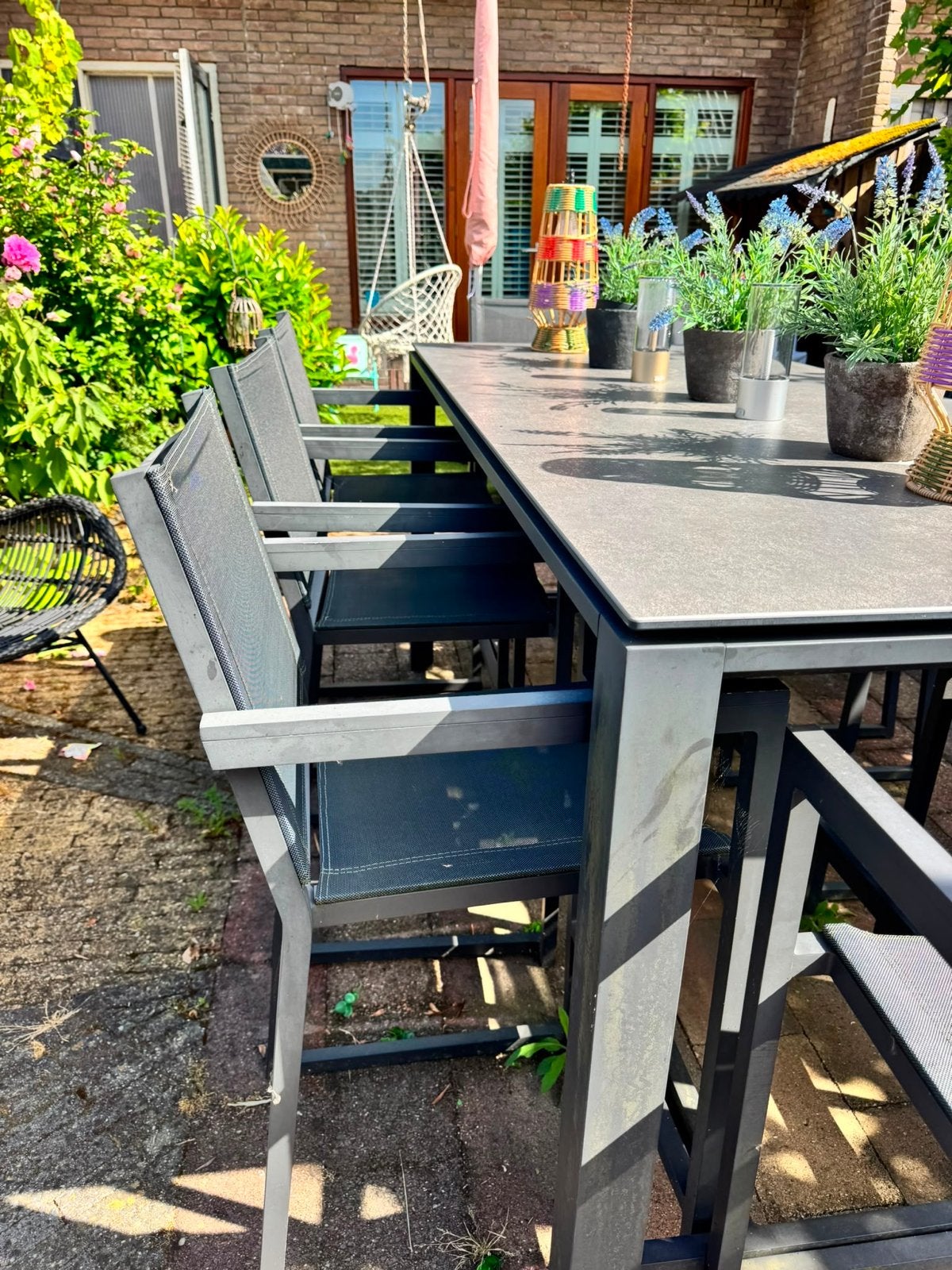 LIFE Outdoor Living Tuintafel met 8 stoelen, Ophalen, Gebruikt, Eettafel, Aluminium