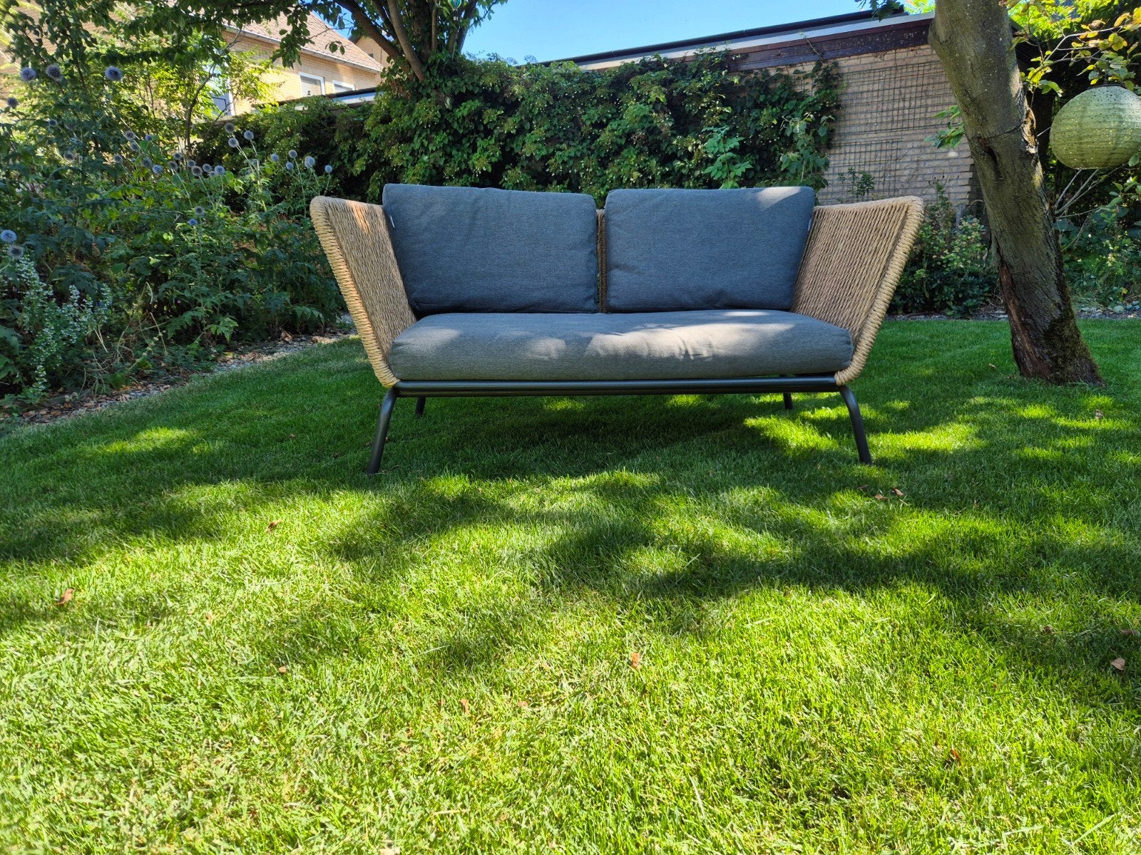 Comfortabele tuinbank met kussens, Tuin en Terras, Ophalen, Zo goed als nieuw, Metaal