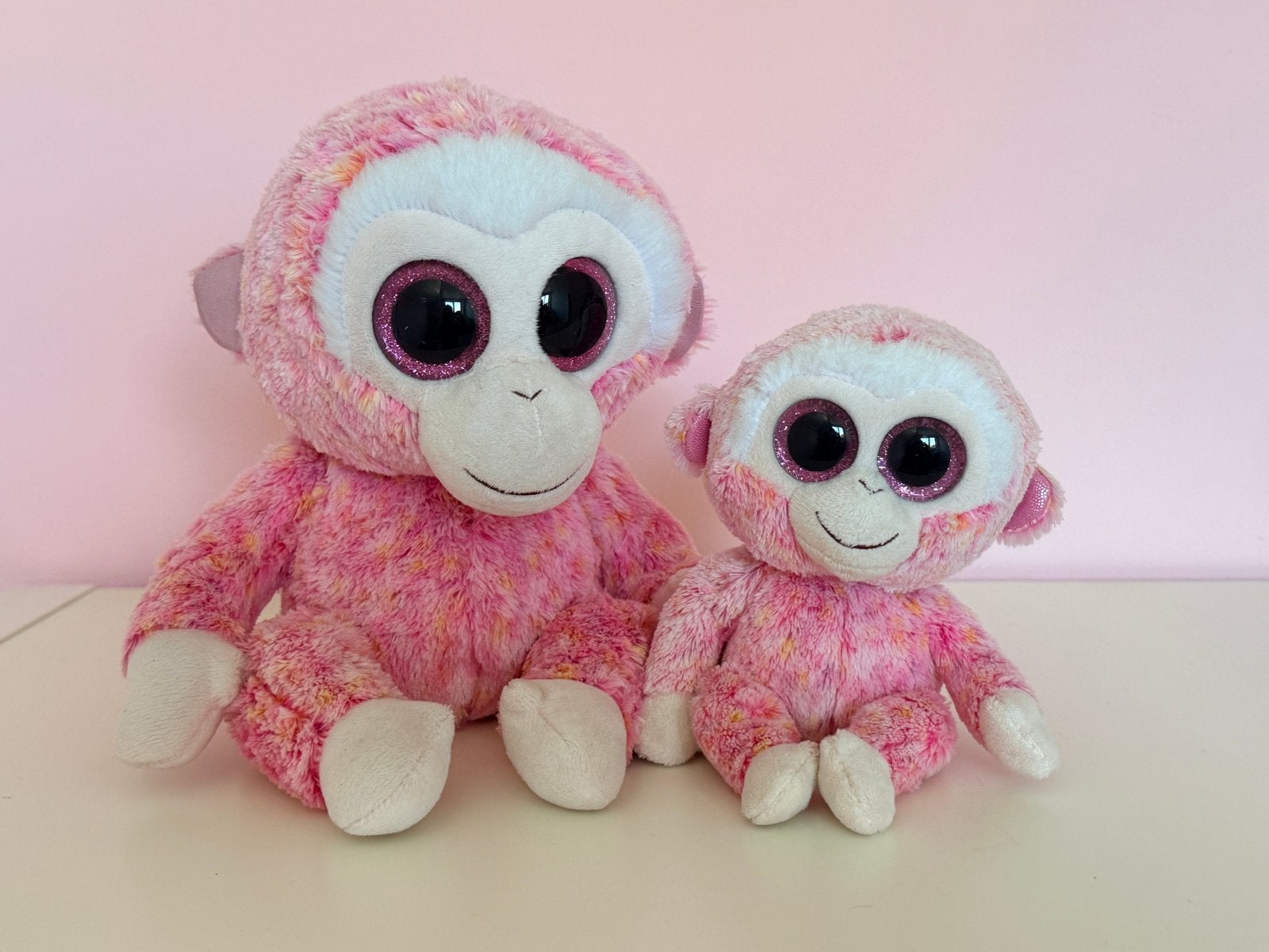 Ty Beanie Boo Roze Aap Knuffel (2 stuks), Ophalen of Verzenden, Middelgroot (20 tot 80 cm), Roze, Met label
