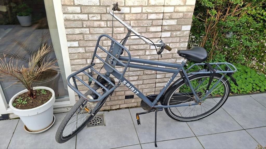 Herenfiets Spirit Cargo grijs 28 inch, Terugtraprem, Gebruikt, Versnellingen, Ophalen