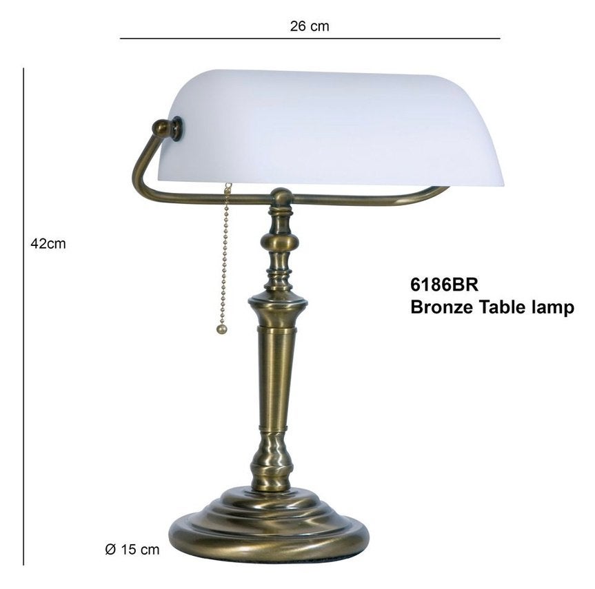 Bronzen bankierslamp klassiek Steinhauer, Huis en Inrichting, Lampen | Tafellampen, Ophalen, Steinhauer, E27 (groot), Zo goed als nieuw