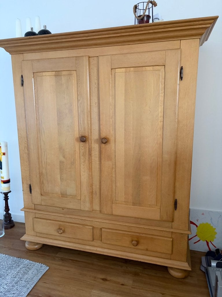 Blank eiken servieskast / buffetkast – massief eiken, Huis en Inrichting, Ophalen, Gebruikt, 100 tot 150 cm, Eikenhout