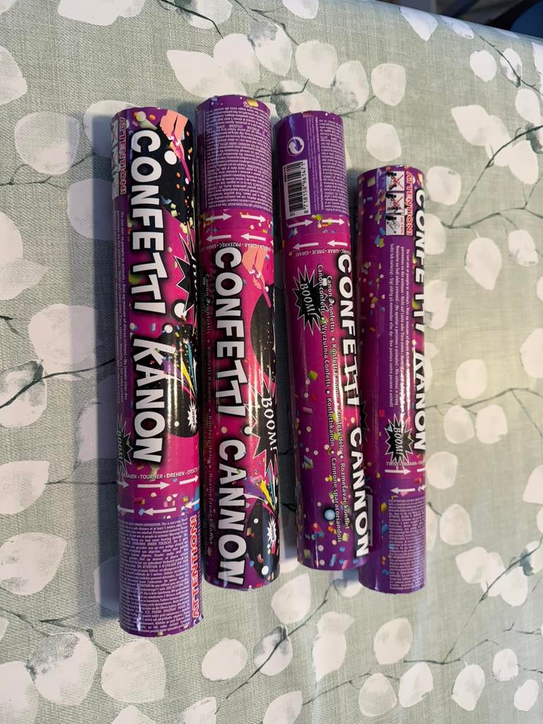4 confetti kanonnen, Verzenden, Nieuw, Feestartikel, Overige