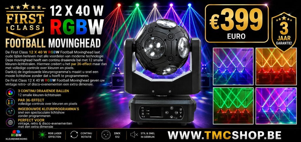 Nieuwe First Class 12 X 40 W RGBW Football Movinghead, Muziek en Instrumenten, Ophalen of Verzenden, Nieuw, Licht, Geluidgestuurd