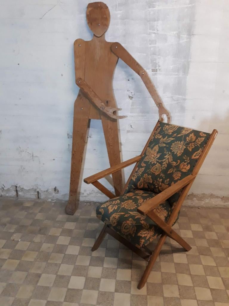 Antiek (?) Brocante Landelijk fauteuil stoel stoeltje, Huis en Inrichting, Fauteuils, Ophalen, Gebruikt, 100 tot 125 cm, Stof