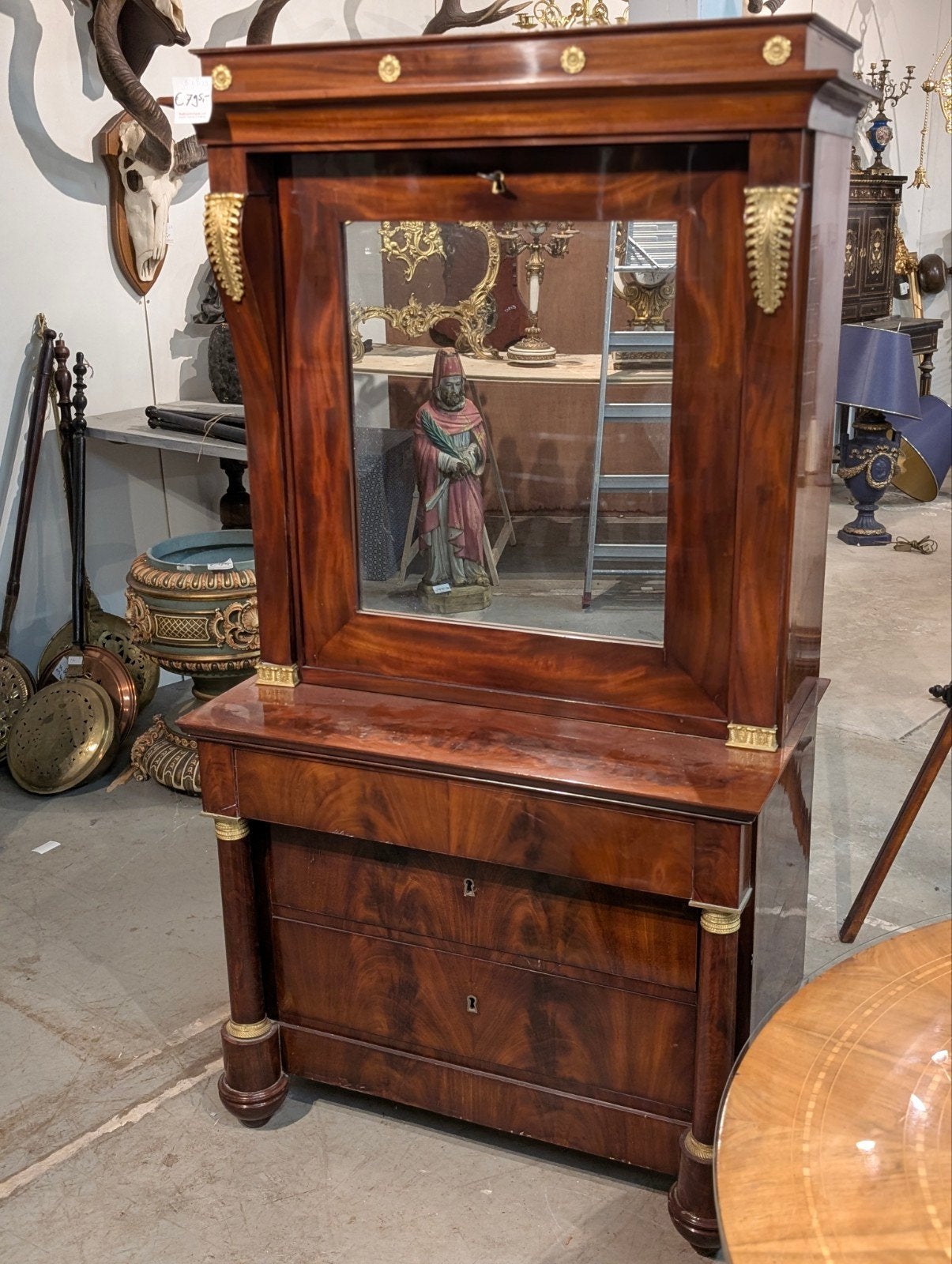 antieke mahoniehouten secretarie 155 h 81 b 50 diep. €795, Ophalen