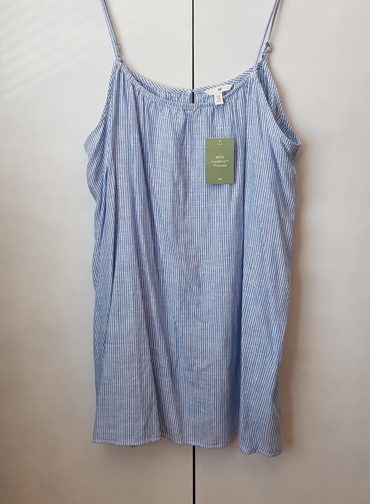Jurk XL met linnen. H&M. Nieuw met kaartje, H&M, Blauw, Maat 46/48 (XL) of groter, Nieuw