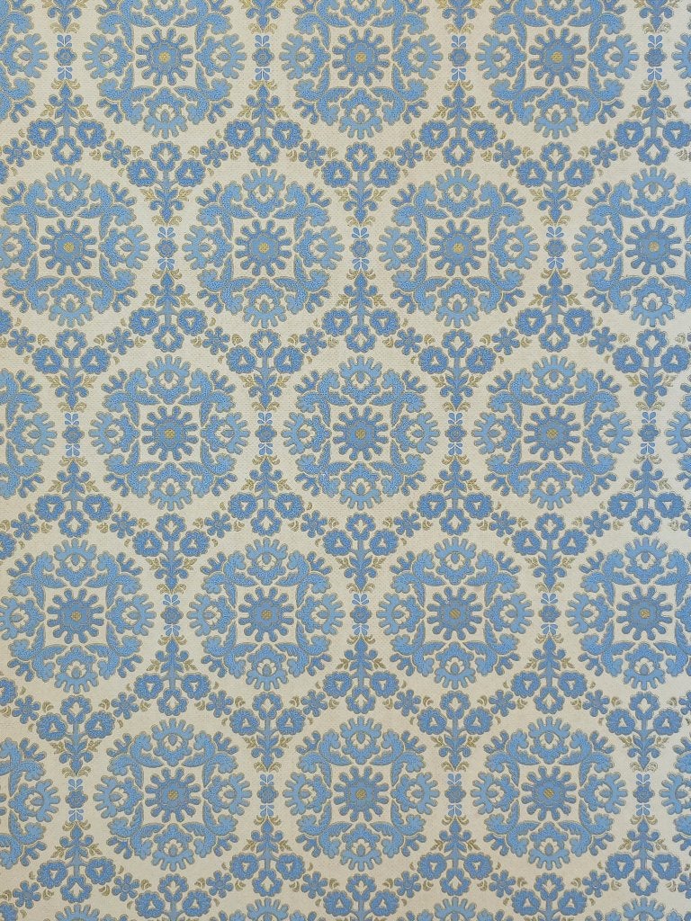 5675 Delicaat brocante barok medaillon behang blauw goud, Ophalen of Verzenden, Blauw