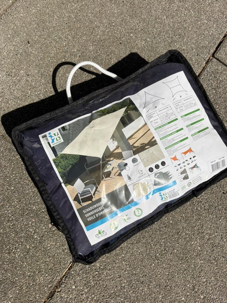 Schaduwdoek 3x3 lichtgrijs, Ophalen, Zo goed als nieuw