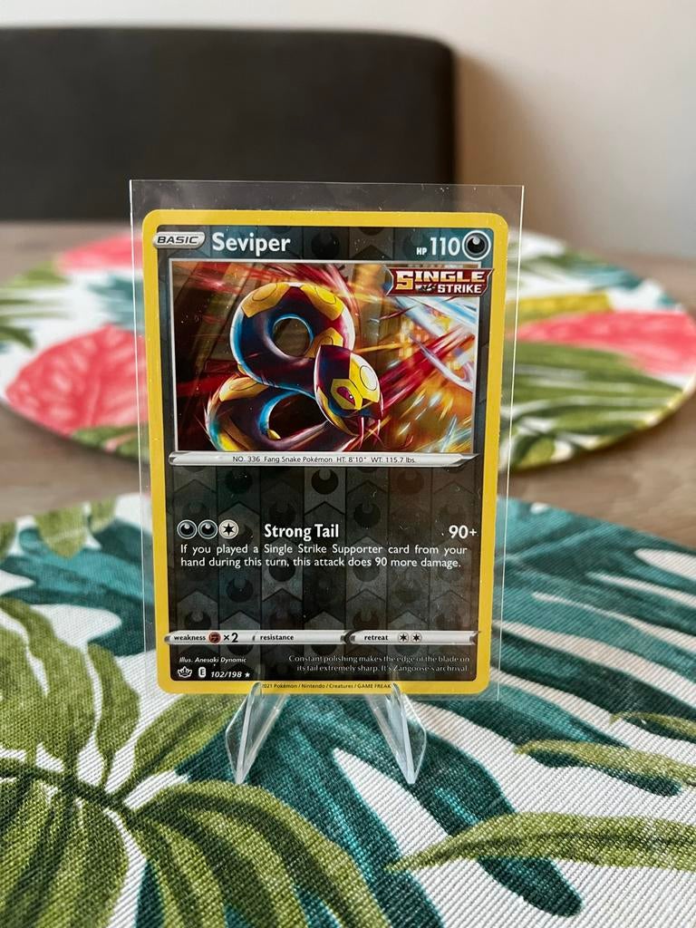 Pokémon Kaart Seviper 102/198 Single Strike Reberse Holo, Ophalen of Verzenden, Zo goed als nieuw, Losse kaart