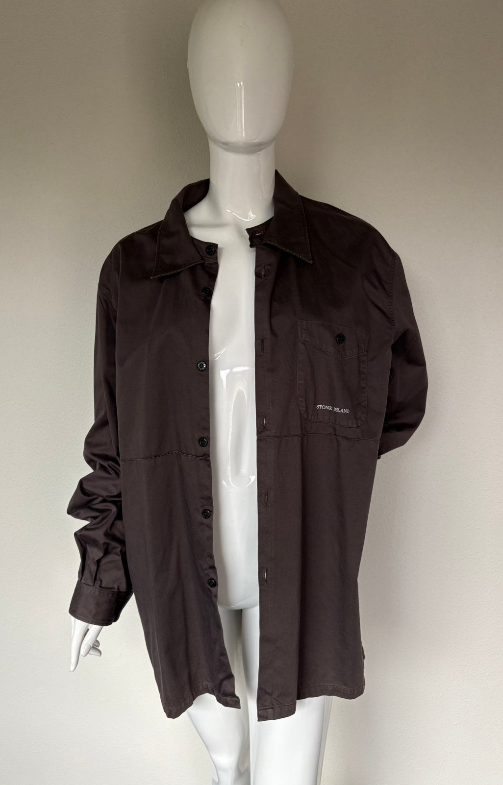 ORIGINELE STONE ISLAND OVERSHIRT HEMD BRUIN UNISEX L KATOEN, Ophalen of Verzenden, Zo goed als nieuw, Bruin