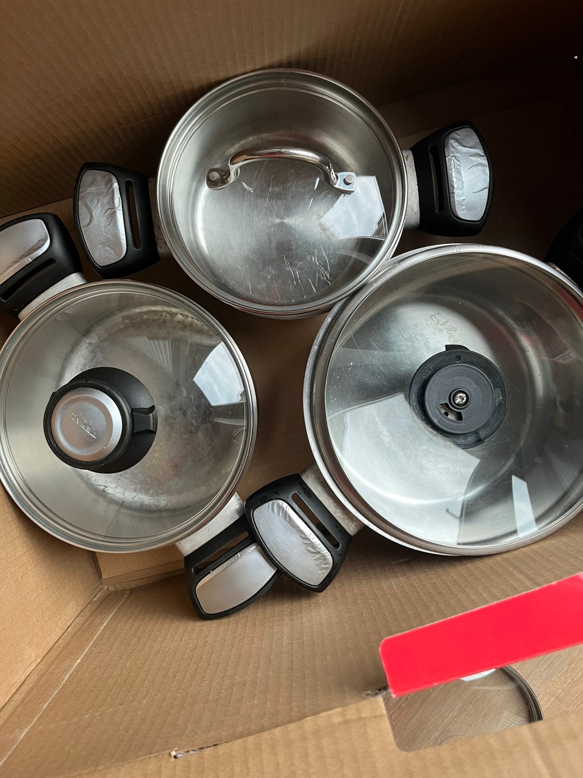 Set pannenset tefal, Huis en Inrichting, Keuken | Potten en Pannen, Ophalen of Verzenden, Gebruikt, Rvs, Pannenset