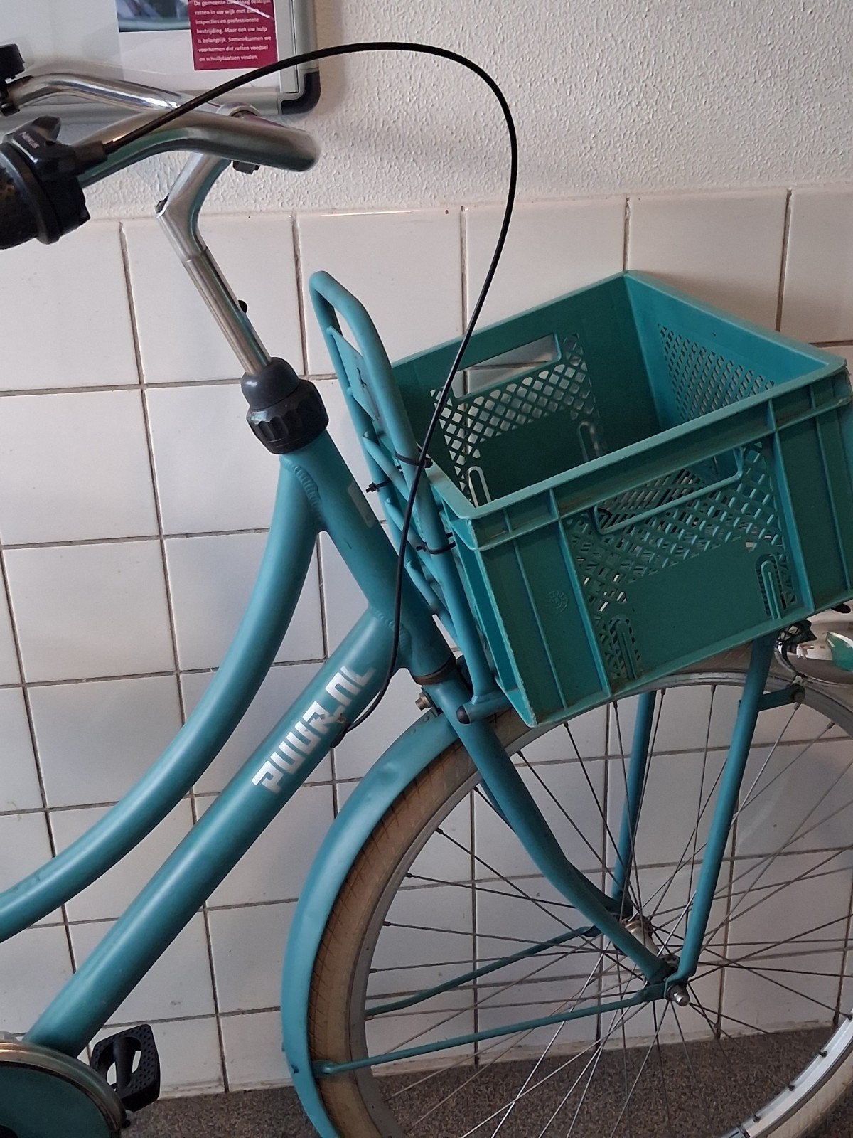 Gazelle puur nl dames fiets turquoise met mand en slot en du, Ophalen of Verzenden, Zo goed als nieuw, Overige merken