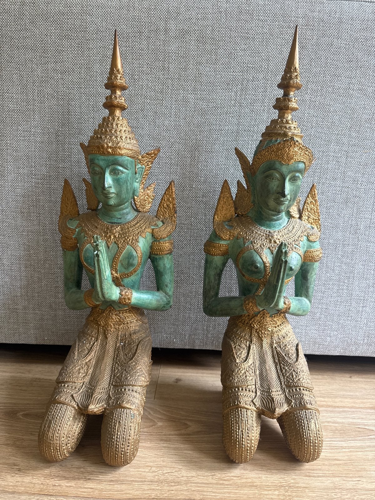 Prachtige set Thaise Thepanom tempelwachters – 56 cm –12,2kg, Handgemaakt, Overige materialen, Beeld, Klassiek