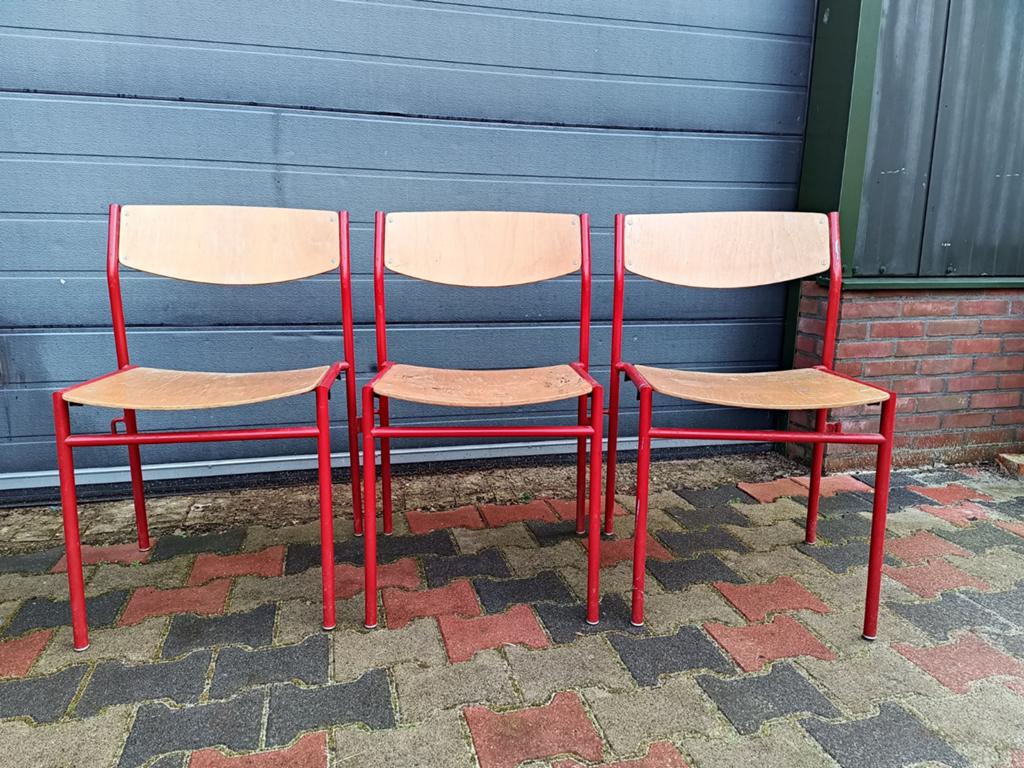 Retro oude school stoelen 11x, Huis en Inrichting, Stoelen, Ophalen, Gebruikt, Vijf, Zes of meer stoelen, Retro