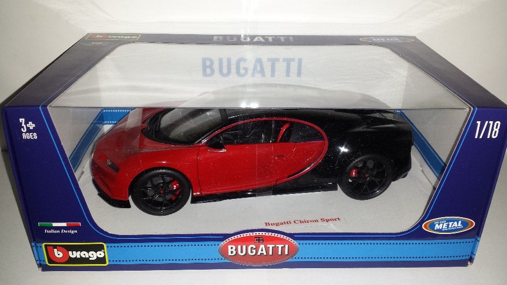 Bburago 1:18 Bugatti Chiron Sport 16 rood/zwart nieuw, Ophalen of Verzenden, Nieuw, Auto, Bburago