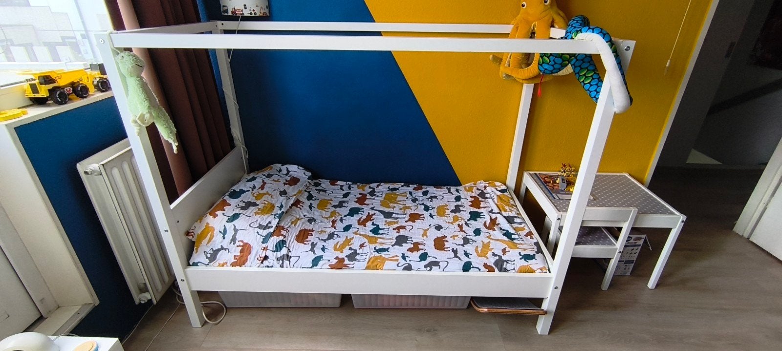Juniorbed/hemelbed, Ophalen, 90 cm, Eenpersoons, Wit