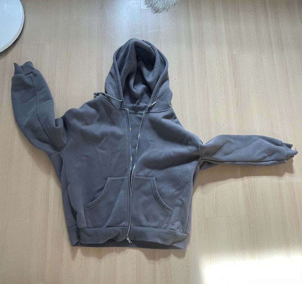 SHEIN Grey Oversized Zip-Up Hoodie, Kleding | Dames, Verzenden, Zo goed als nieuw, Maat 36 (S), Grijs
