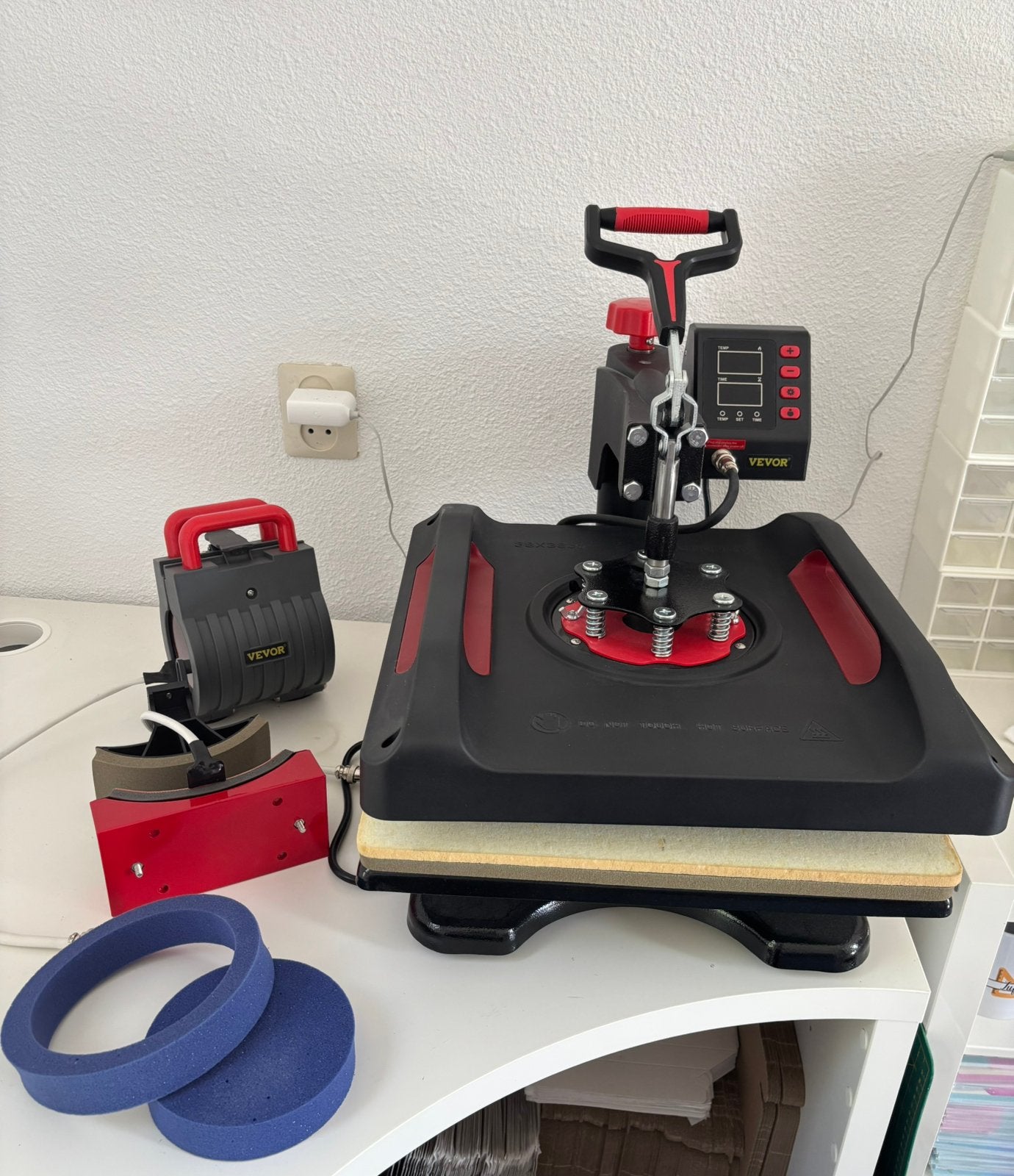 VEVOR 5-in-1 Heat Press Machine – 38x38 cm with blanks, Ophalen, Gebruikt