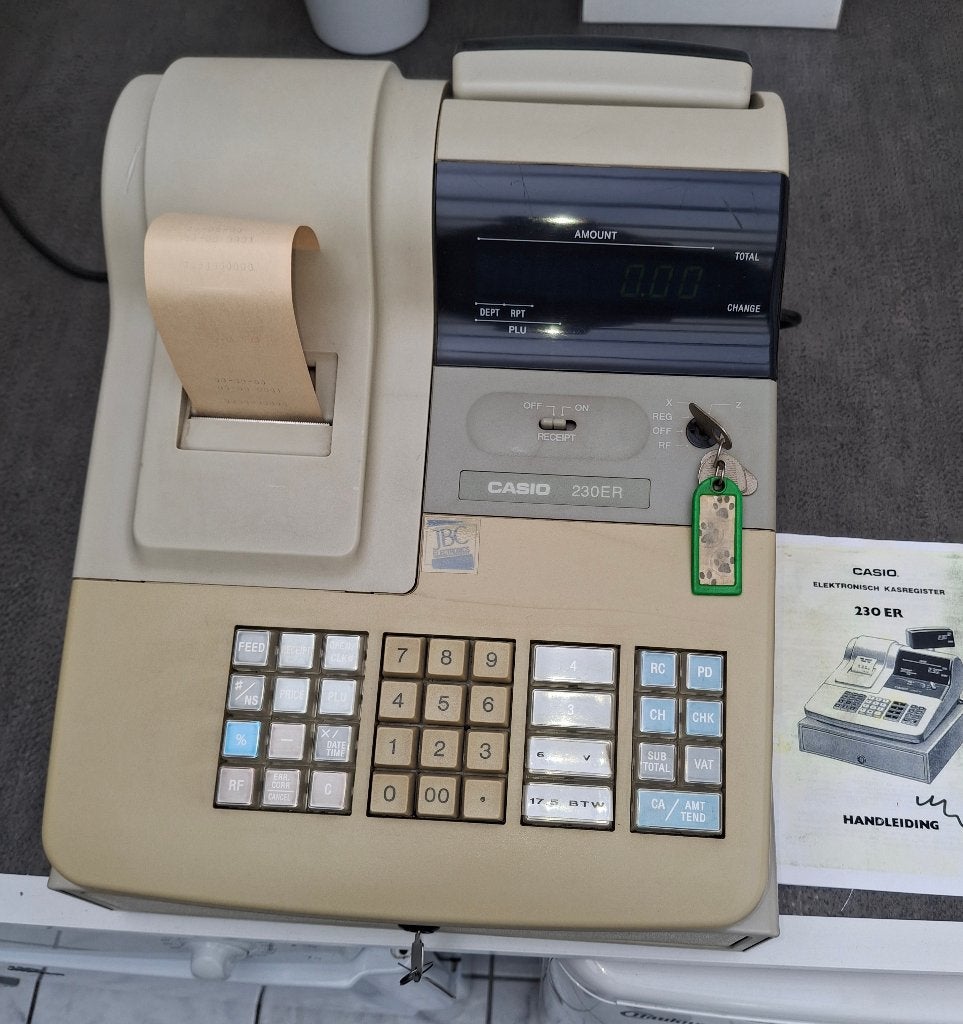 Casio 230ER Elektronisch Kassaregister met Sleutels, Zakelijke goederen, Kantoor en Winkelinrichting | Kassa's en Betaalsystemen