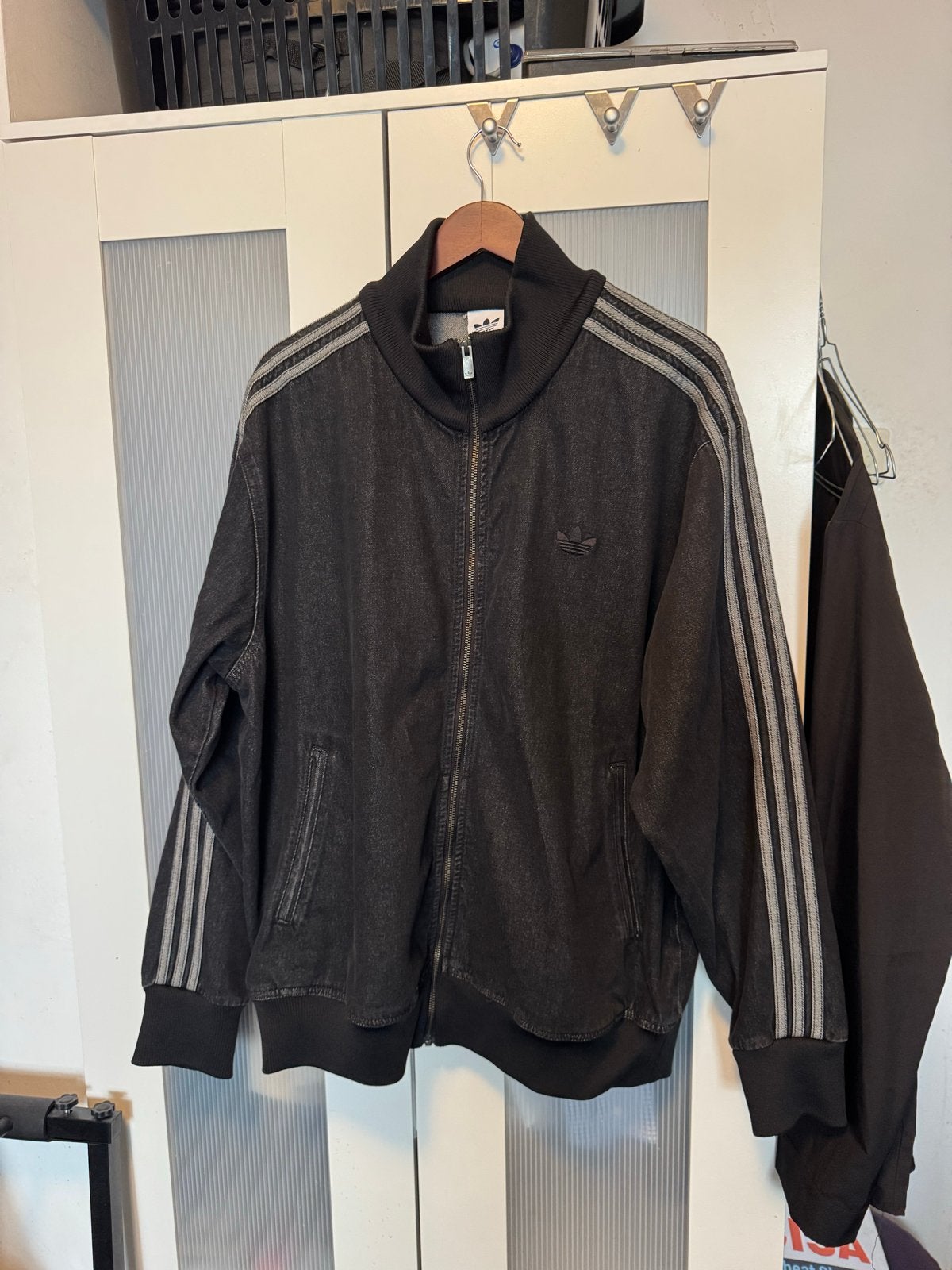 Adidas Denim Trainingsjack XL, Ophalen of Verzenden, Zo goed als nieuw, Maat 56/58 (XL), Zwart