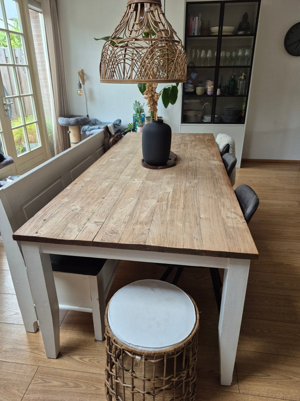 Complete eettafel met bank en stoelen, Huis en Inrichting, Complete eetkamers, Ophalen, Gebruikt, Landelijk, Minder dan 4 stoelen